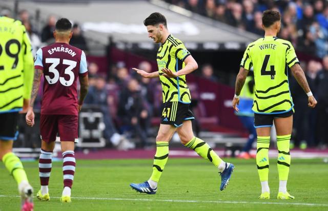 皇冠体育线上-【英超】赖斯长波弑旧主，萨卡双响，枪手6-0锤爆铁锤